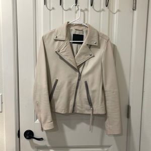 ALL SAINTS Dalby off white Leather Biker Jacket. Pristine condition.  US 10